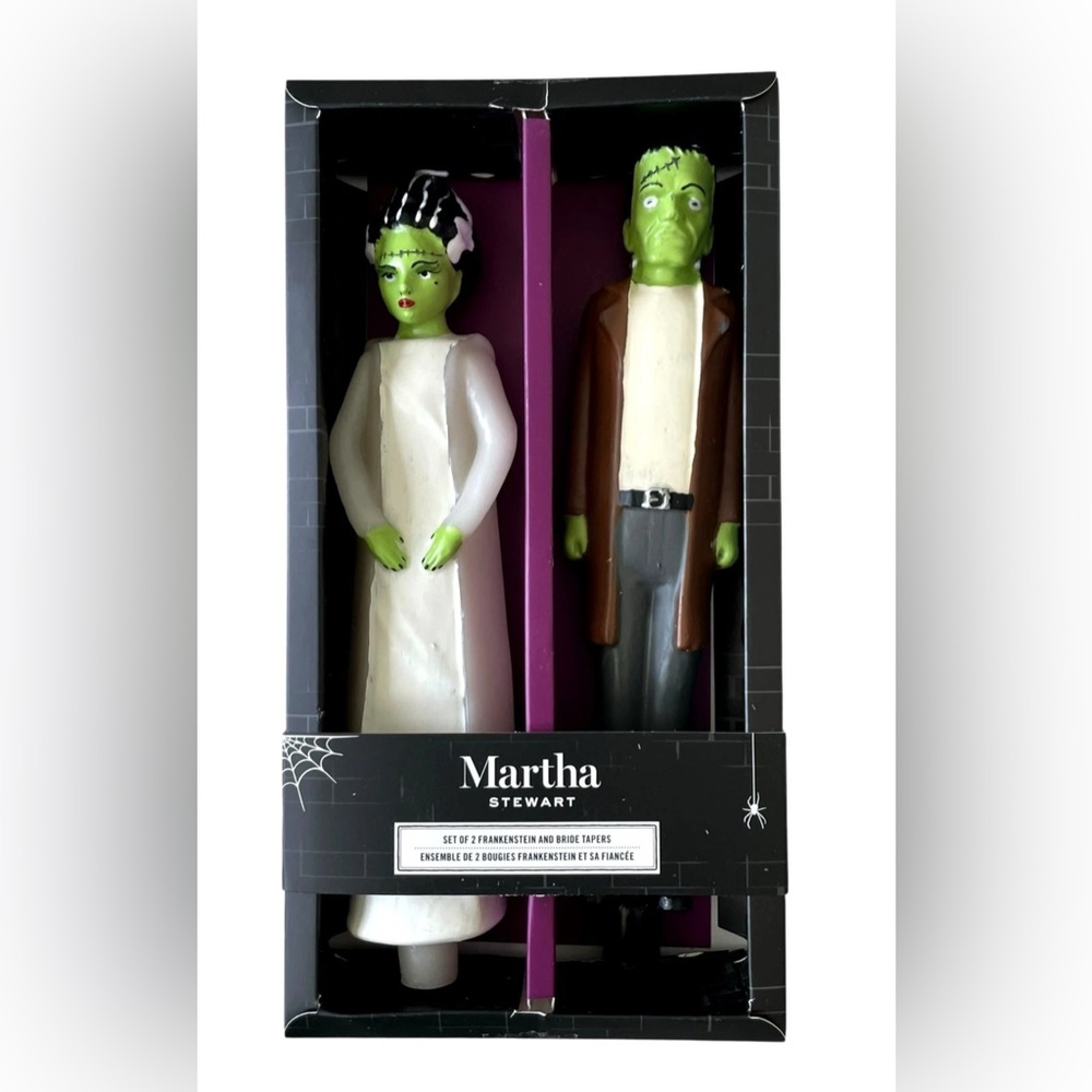 MARTHA STEWART FRANKENSTEIN & BRIDE HALLOWEEN TAPER CANDLE SET OF 2 - NWT